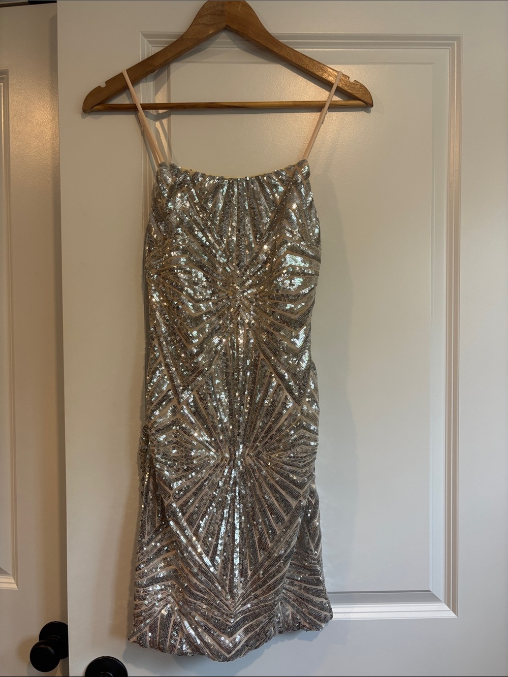 Lulu's Silver Sequin Strapless Cocktail Dress